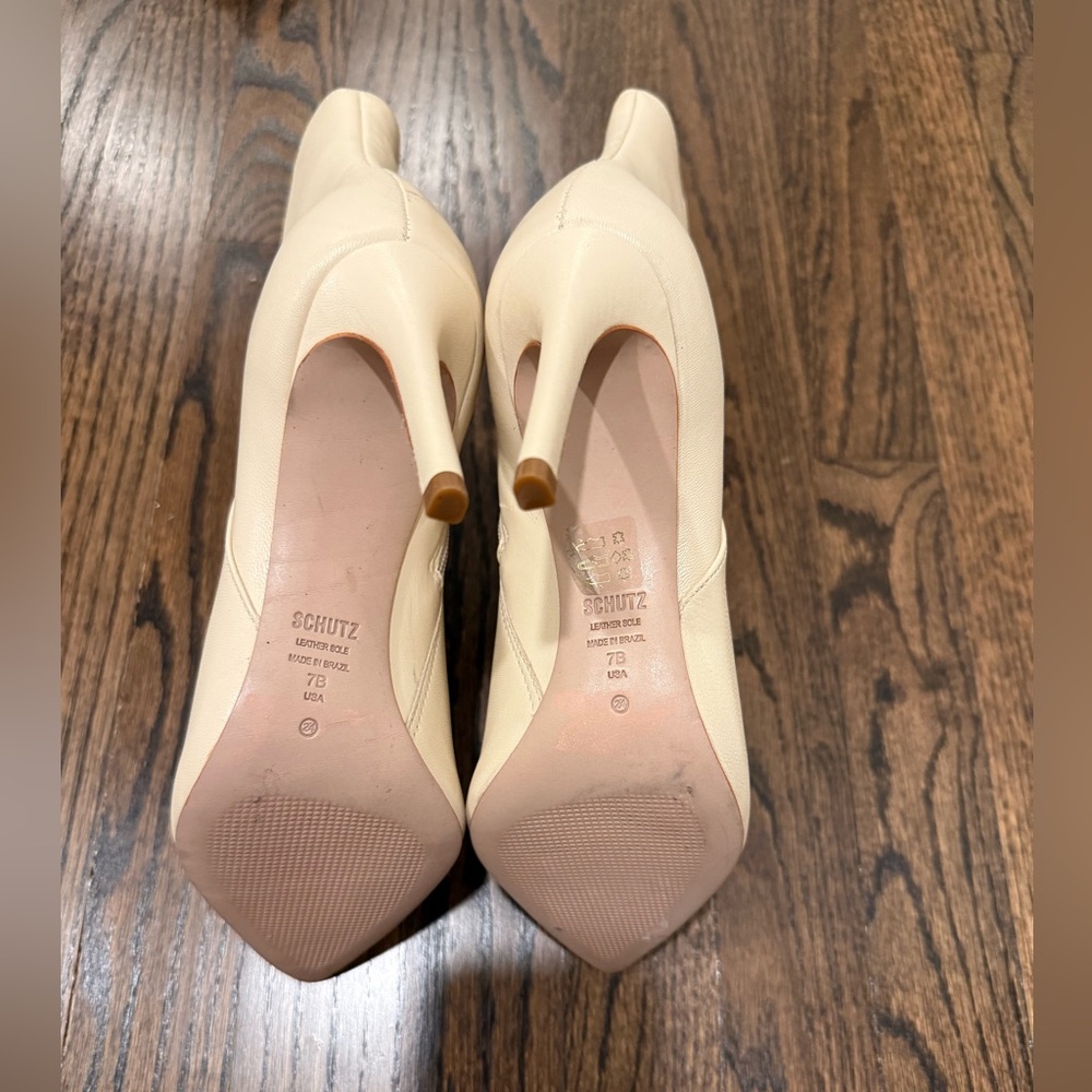 SCHUTZ Betsey Off White Leather Ankle Boots Booties 7 NEW - Picture 5 of 5